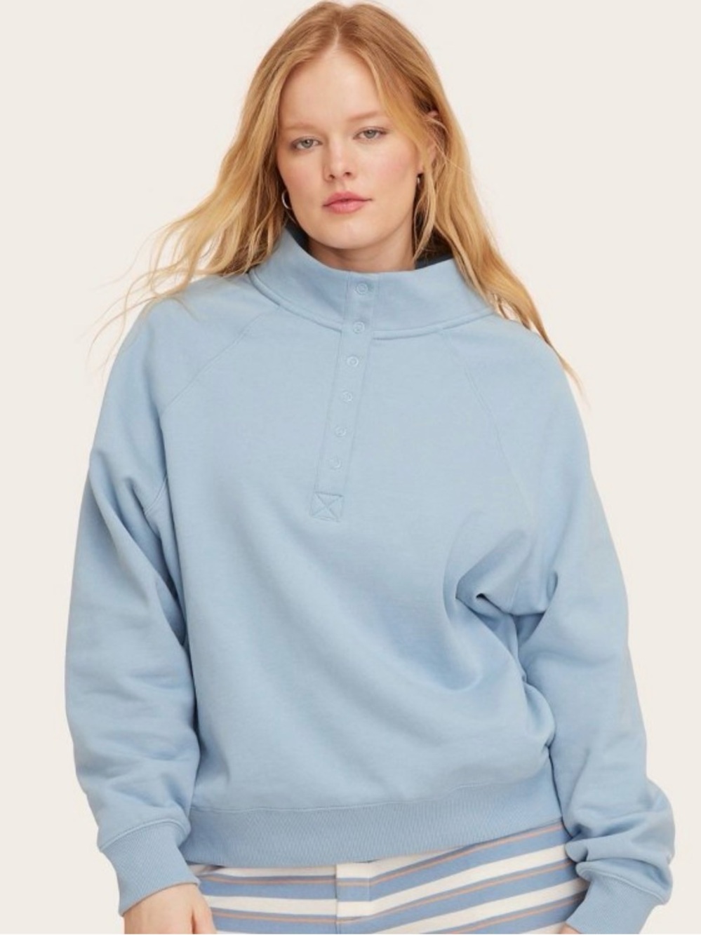 Parke x Target Light Blue Snap Mockneck Pullover Sweatshirt Size S/M NWT